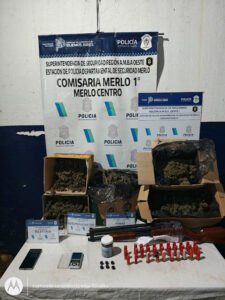 MERLO: UN DETENIDO POR VIOLENCIA DE GÉNERO, DROGAS Y MUNICIONES INCAUTADAS
